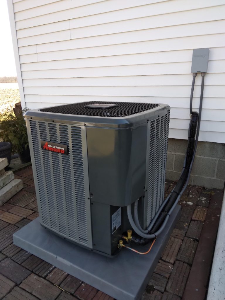 Installed air conditioner condenser unit at a home in Shallowater TX