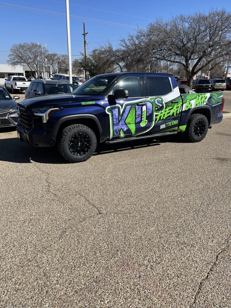 KD's Heat & Air service truck parked in Shallowater TX for HVAC installation
